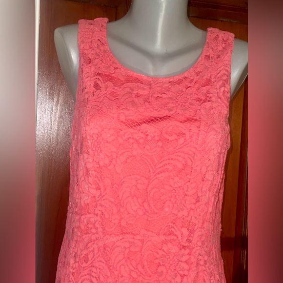 Torrid Brand Coral Lace Skater Dress.  Size 14 READ DESCRIPTION **SEE PICS - Picture 3 of 7